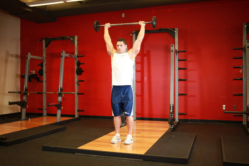 Standing Barbell Press Behind Neck